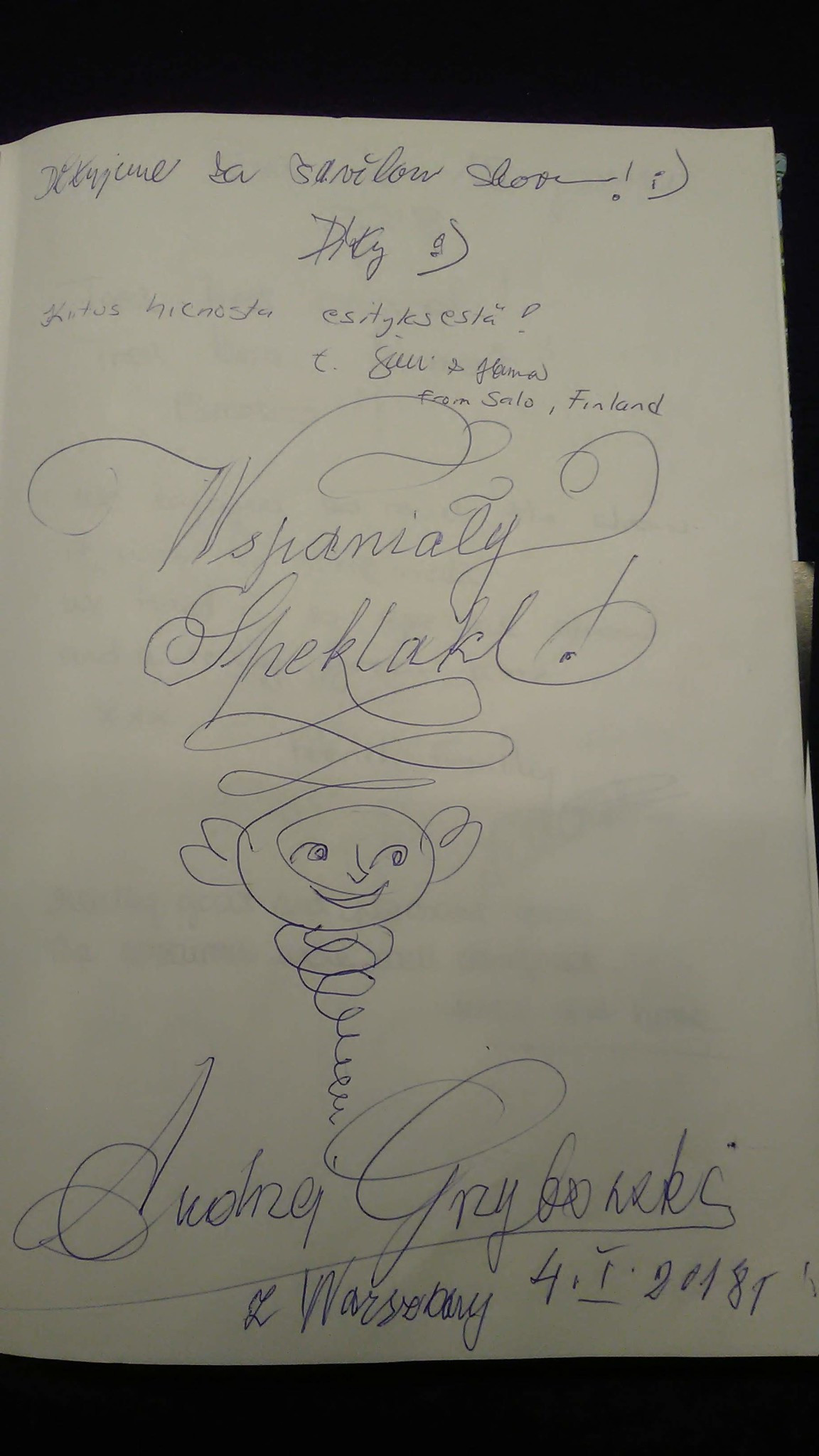 Black light theatre guestbook